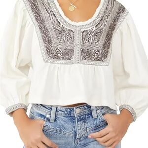 NWT Free People Iggie Embroidered Blouse